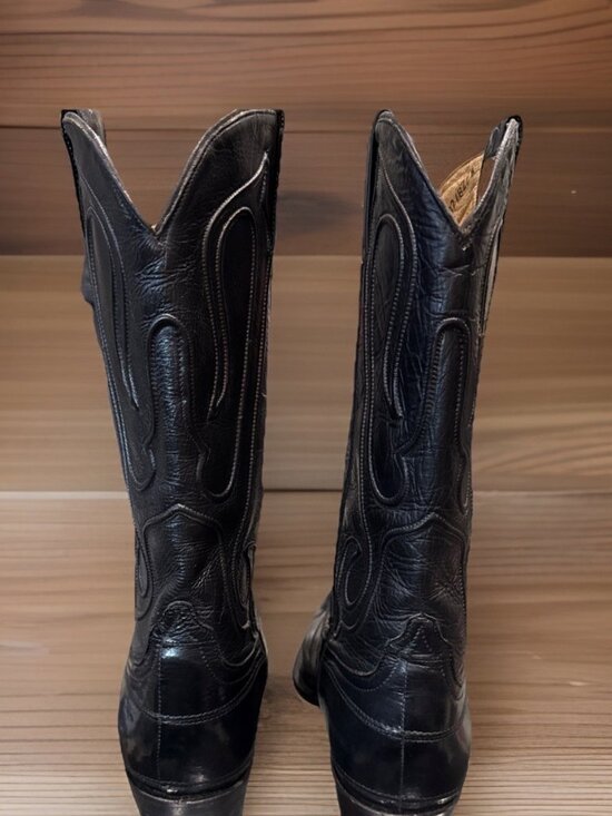 Los Altos Men\'s Genuine Eel Skin Cowboy Western Boots J Toe SIZE 8.5 EE Black main image 10
